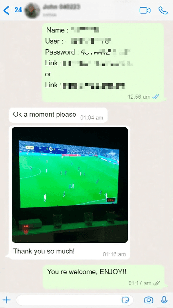 Customer WhatsApp review screenshot